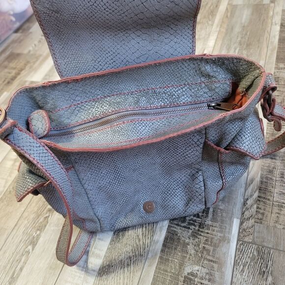 Liebeskind Berlin Fleur Silver Snakeskin Leather Shoulder Crossbody Bag - Picture 3 of 10